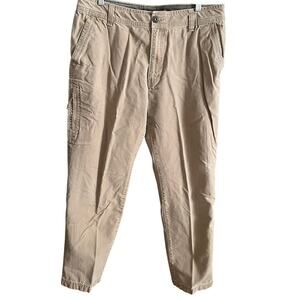 G.H. Bass & Co. Men's 36x32 Tan Utility Canvas Pants‎ Workwear Carpenter Faded
